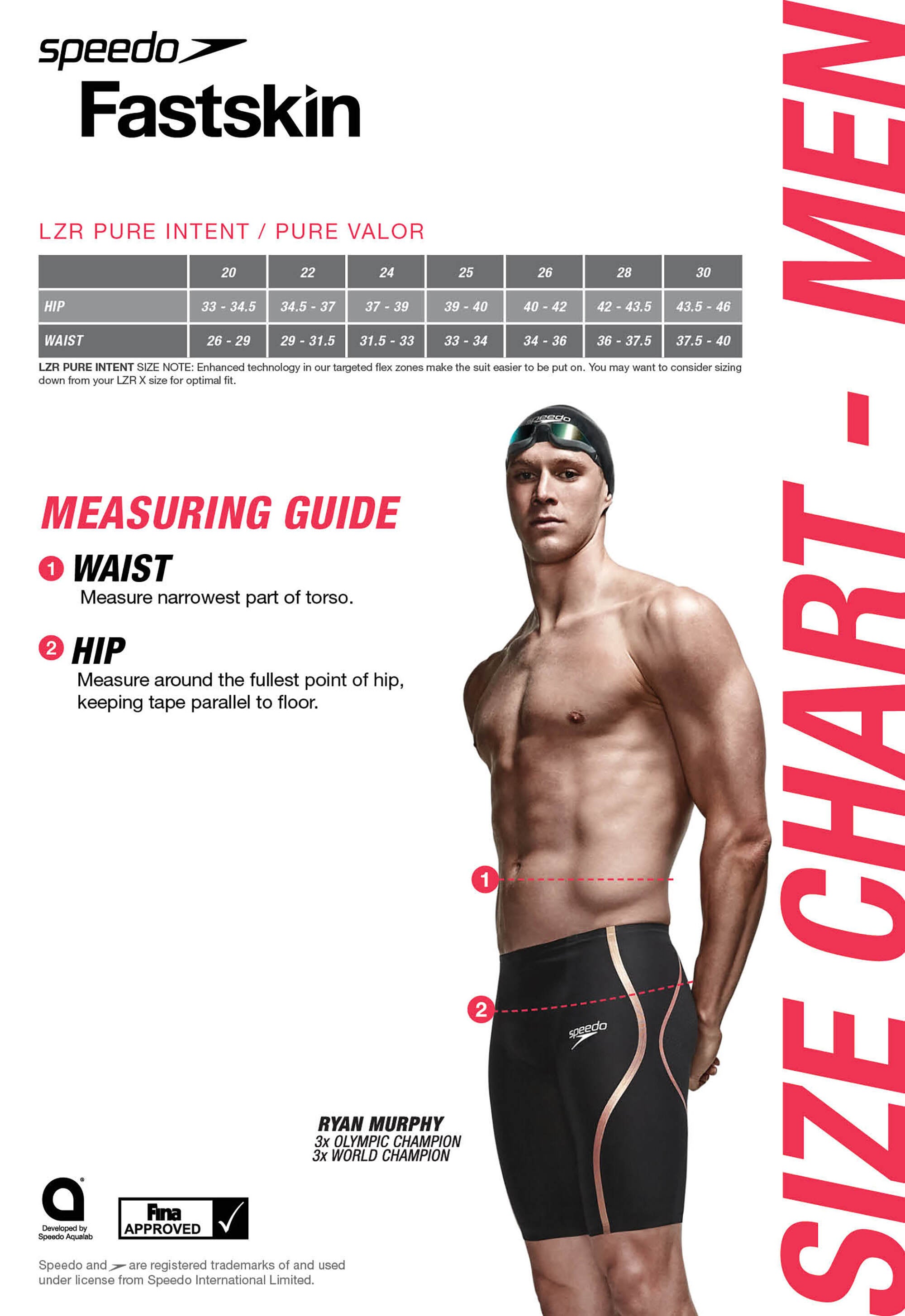 Speedo shorts size chart deals