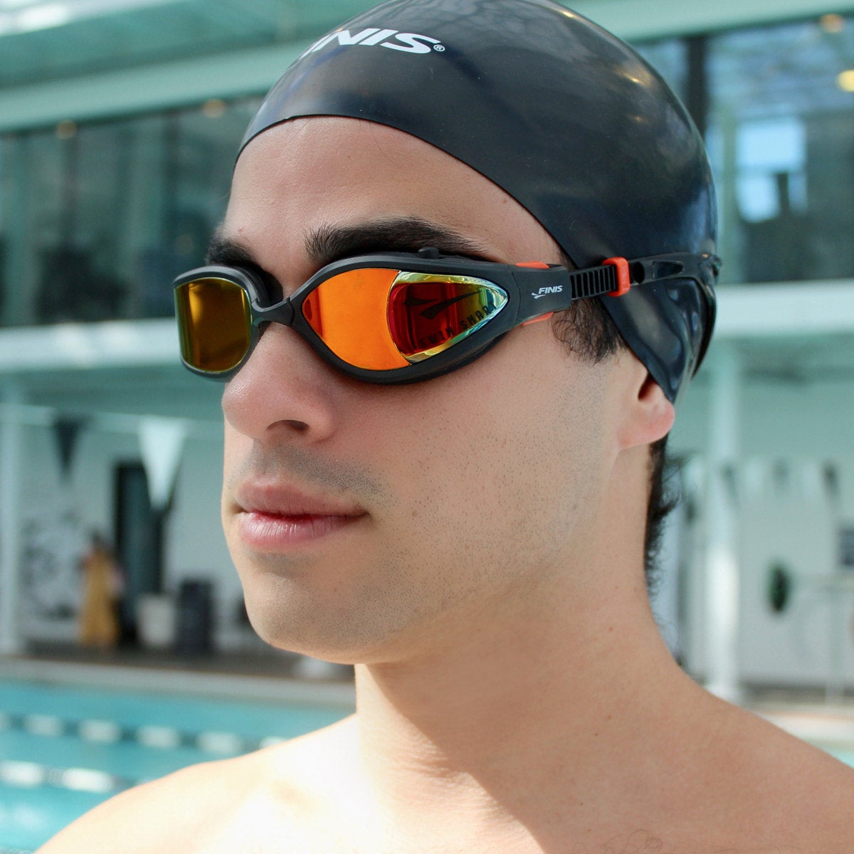 Orange Mirror Smart Swim Goggles FINIS Smart Goggle Max Kit
